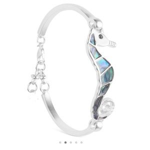 Sterling Silver Abalone Shell Seahorse Bracelet